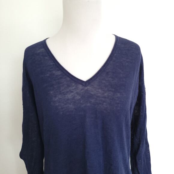 Lilly Pulitzer Liesel Sweater Linen Navy Lightweight Button Sides Women Small - Picture 5 of 13